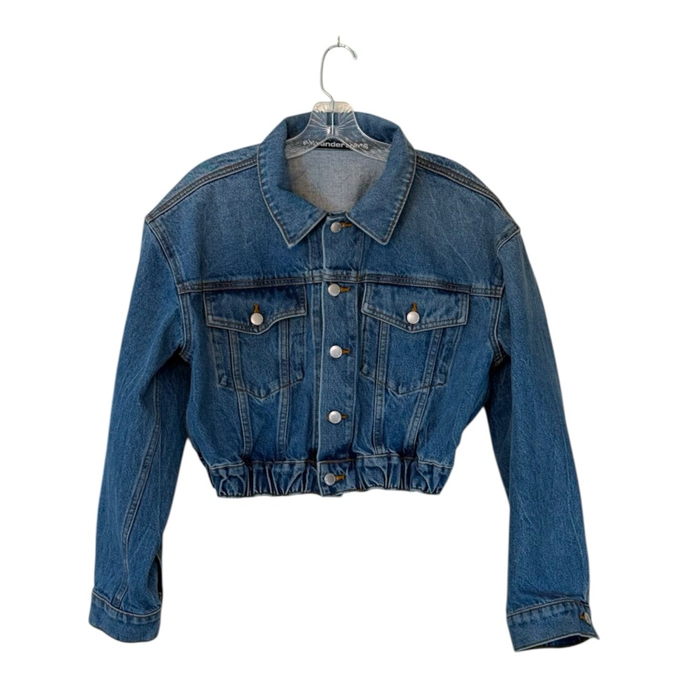 ALEXANDER WANG Cropped Ruched Waist Y2K Streetwear Denim Jacket